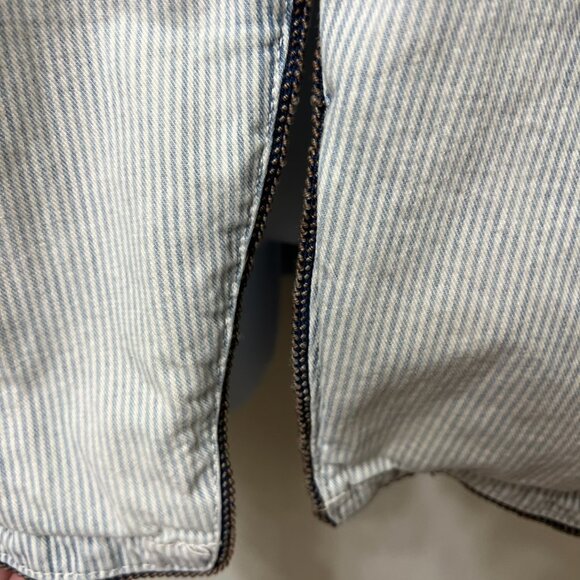 Free People Womens Jacket Medium Striped Denim Military Style Button Blazer - Picture 10 of 16